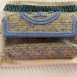 Tory Burch Fleming Straw Clutch